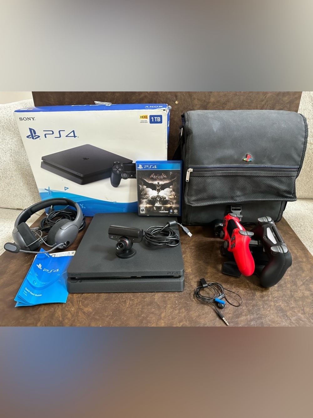 Sony PS4 Slim 1TB Console Bundle in Black with Controllers and Accessories
